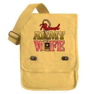    Messenger Field Bag Yellow Proud Army Wife 