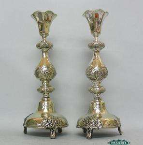 Norblin & Co Brass Shabbat Candlesticks Poland Ca 1880  