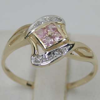 34 CARATS 14K SOLID YELLOW GOLD NATURAL PINK SAPPHIRE CLUSTER DIAMOND 