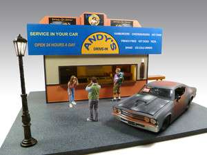BURGER STAND DIORAMA WITH INTERIOR LIGHTS FOR 1/24 SCALE MODELS 77745 