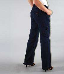   Liberal Womens Blue Stretch Twill Cargo Pant  
