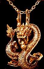Gold Plated Fire breathing Dragon Pendant Charm Silver  