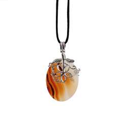Silver alloy/ Agate Pendant Necklace (China)  