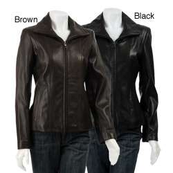 Jones New York Womens Leather Scuba Jacket  