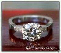 26CT MOISSANITE ROUND & BAGUETTES SOLITAIRE RING *WOW  