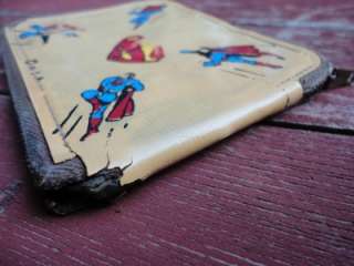 Old 1950s SUPERMAN Childs Wallet Brown Leather  