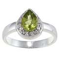 Sterling Silver Peridot and 1/10ct TDW Diamond Teardrop Ring Today 