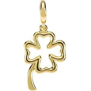  14k Yellow Gold Petite Four Leaf Clover Charm Jewelry
