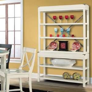  Campaign Sofa Table with Hutch in Moonbeam White 