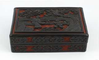 SUPERB CHINESE 18TH CENT TWO COLOR CARVED CINNABAR BOX  