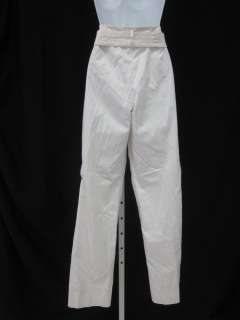 FACONNABLE White Cotton Straight Leg Belted Pants Sz 4  
