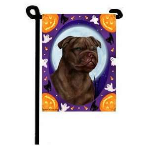  Staffordshire Bull Terrier Chocolate Halloween Garden Flag 