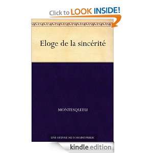 Eloge de la sincérité (French Edition) Montesquieu  