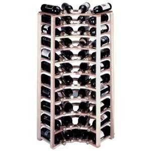   Pine Curved Corner Wine Rack For 84 Individual Bottles
