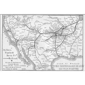  Sante Fe Railroad Route, 1891   24x36 Poster (p3 