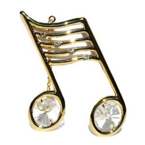  Music Note (Swarovski Crystals 24K Gold Ornament) Clear 