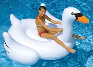 New Giant Swan Kids Rideable Swimming Pool Float Toy  