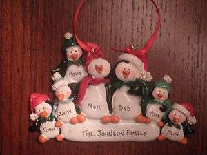 Personalized Penguin Family of 7 Christmas Ornament  