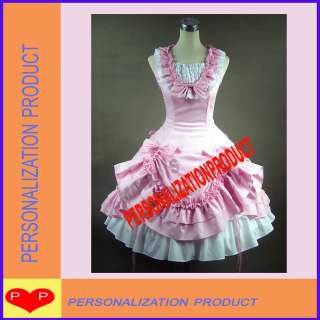 Sweet gothic lolita pink Ball Gown Prom Cosplay Knee Length Dress 