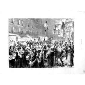  1872 London Poor People Christmas Sale Market Scene