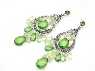 GREEN MULTI COLOR RED CRYSTAL CHANDELIER EARRINGS NEW  
