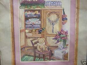 Teddy And Quilt Cabinet Counted Cross Stitch Kit NEW  