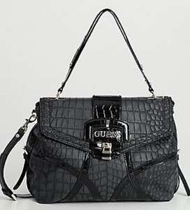   Satchel Handbag Purse Crossbody Croco Croc Black 885935089074  
