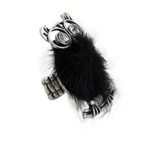   Ring Faux Fur Elastic Band Black Oversize Large Super Cute  