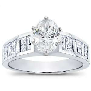 20 Total Carat Oval, Princess & Baguette Diamond Engagement Ring in 