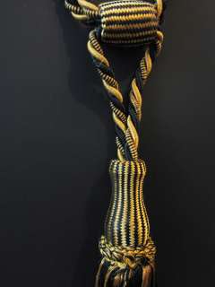 Pair 2 GOLD BLACK Curtain Rope Tassel Tie Backs 32 New  