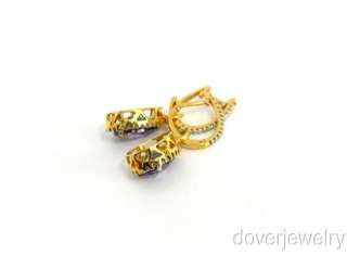 Estate 6.98ct Diamond 14K Gold Amethyst Drop Earrings NR  