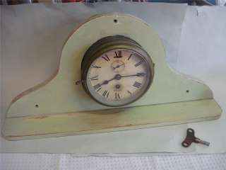 Antique Smiths Astral Brass Ship Clock on Wood Bracket English C.1920 