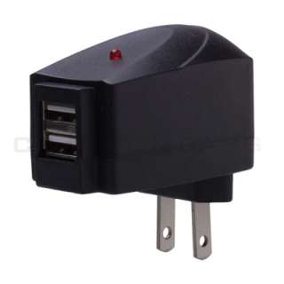 Black Dual USB Wall Charger Power Adapter iPhone iPod  