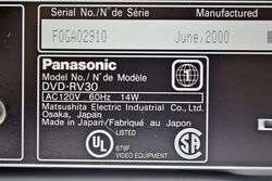 Panasonic Stereo DVD Compact Disc CD Player DVD RV30  