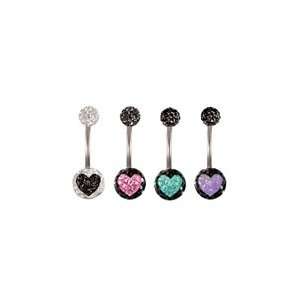  Stainless Steel Curved Belly Button Ring with Tiffany 