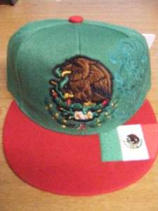 SNAP BACK MEXICO MEXICAN EMBROIDERED FLAT BILL HAT CAP GREEN  