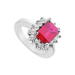  GF Bangkok Ruby and Cubic Zirconia Ring  10K White Gold 