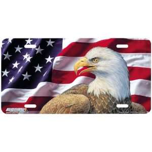 3433 Flag and Eagle Patriotic License Plate Car Auto Novelty Front 