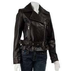 Jones New York Womens Leather Motorcycle Jacket  
