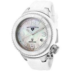 Swiss Legend Neptune Ceramic White MOP Dial White Silicon Watch 