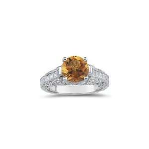  1.07 Cts Diamond & 1.59 Cts Citrine Ring in 18K White Gold 