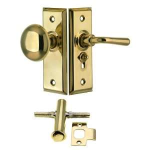 Wrought Brass New York Screen Door Latch Set With Unlacquered Finish