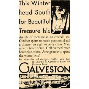 1929 Ad Galveston Treasure Isle Emerald Sea Golf Winter 