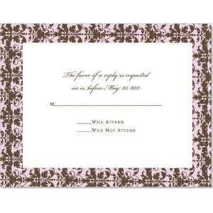  Brown Damask With Pink Border Reply Cards
