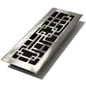    Inch Abstract Floor Register, Solid Brass with Brushed Nickel Finish