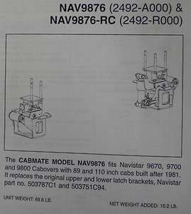 INTERNATIONAL CABOVER 9670 9700 9800 CAB AIR RIDE KIT FITTING MOST COE 