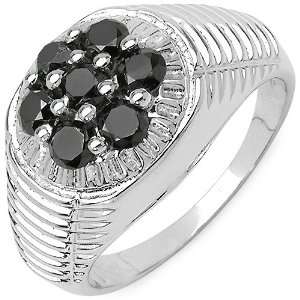  0.91 Carat Genuine Black Diamond Sterling Silver Ring 