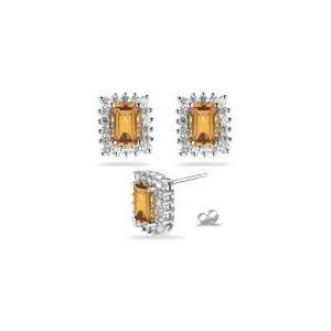  0.72 Ct Diamond & 1.32 Ct Citrine Earrings in 18K White 