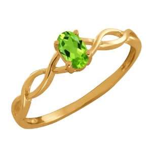  0.26 Ct Oval Green Peridot 18k Yellow Gold Ring Jewelry