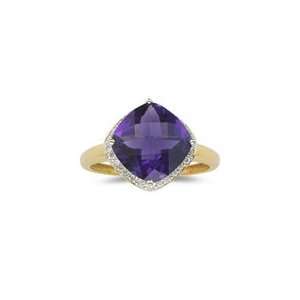  0.14 Cts Diamond & 3.75 Cts Amethyst Ring in 14K Yellow 
